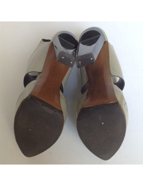 Sandales hautes MARNI T38 cuir verni gris