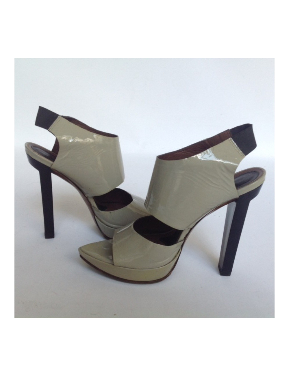 Sandales hautes MARNI T38 cuir verni gris