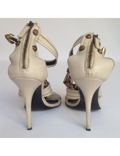 Sandales hautes en cuir blanc gris BALMAIN T38,5