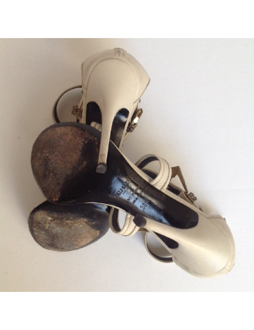 Sandales hautes en cuir blanc gris BALMAIN T38,5