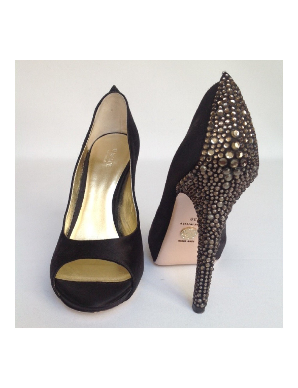 Escarpins en satin noir VERSACE T 38