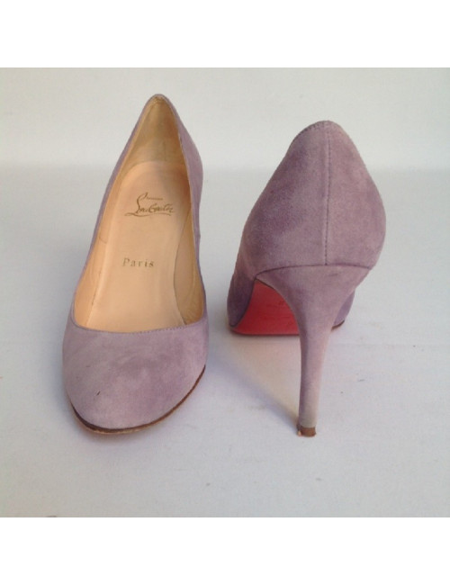 Escarpins en daim violet CHRISTIAN LOUBOUTIN T37,5
