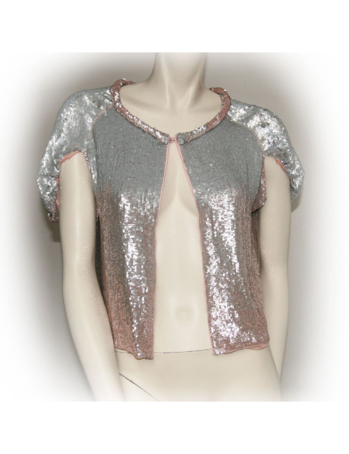 Gilet MAURIZIO PECORARO T 40 IT sequins argentés
