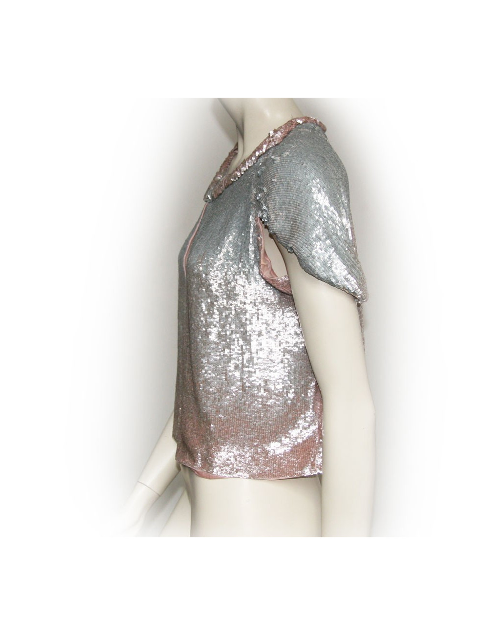 Gilet MAURIZIO PECORARO T 40 IT sequins argentés