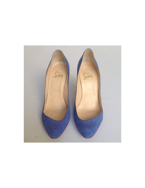 Escarpins CHRISTIAN LOUBOUTIN en daim bleu T37,5