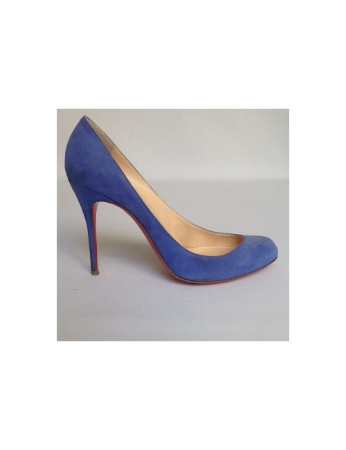 Escarpins modèle 'Corneille' CHRISTIAN LOUBOUTIN en daim bleu T37,5