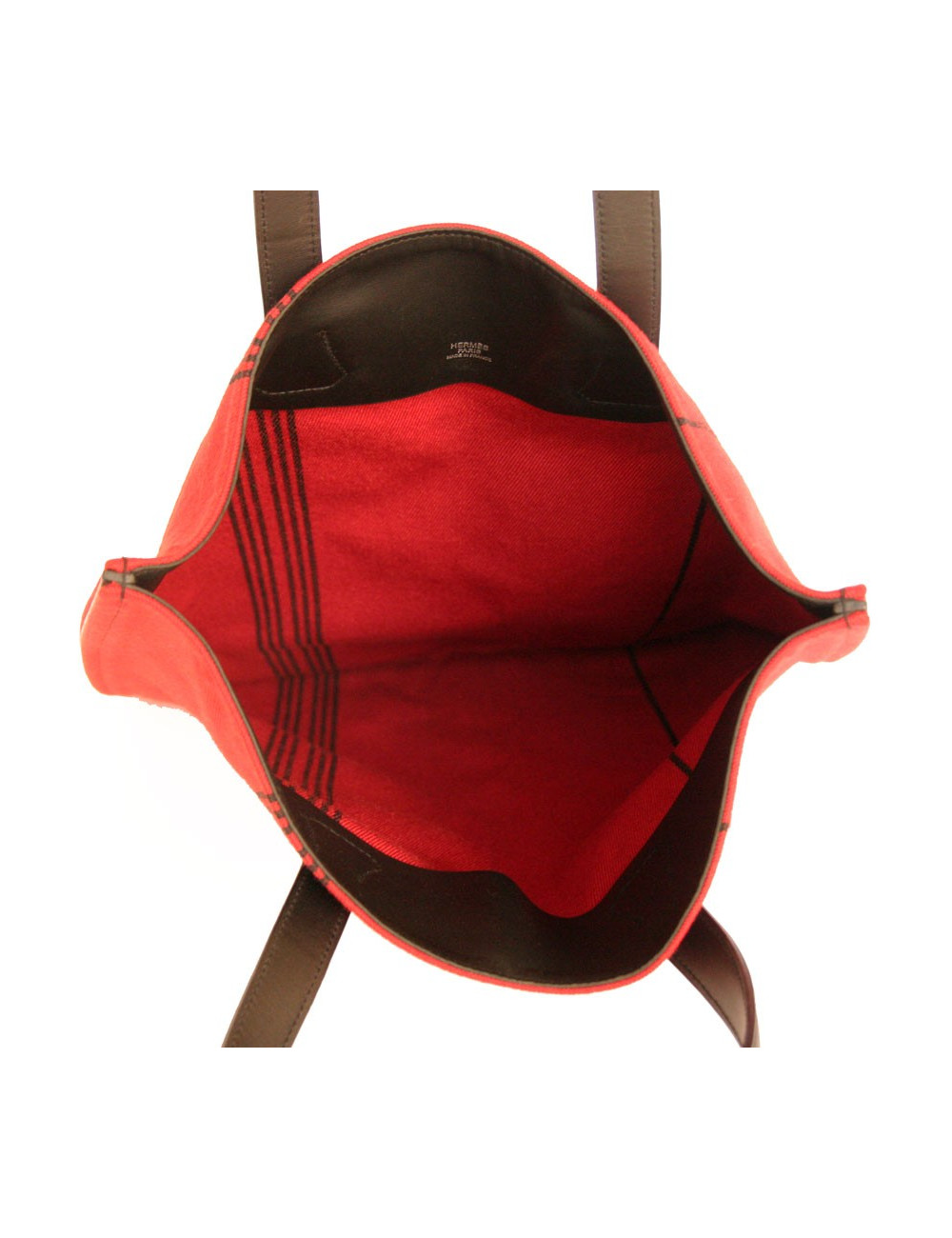 Cabas toile rouge HERMES