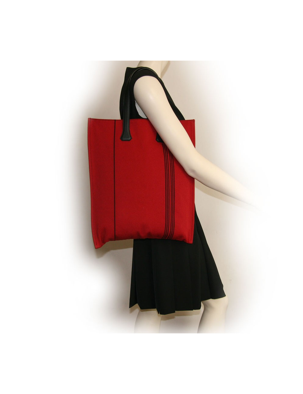 Cabas toile rouge HERMES