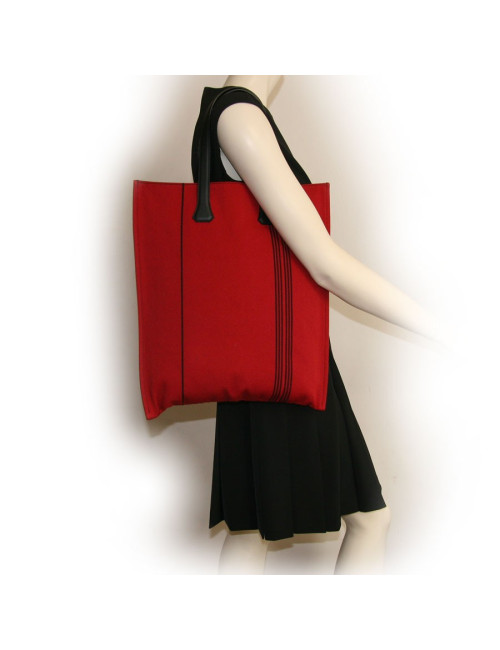 Cabas toile rouge HERMES