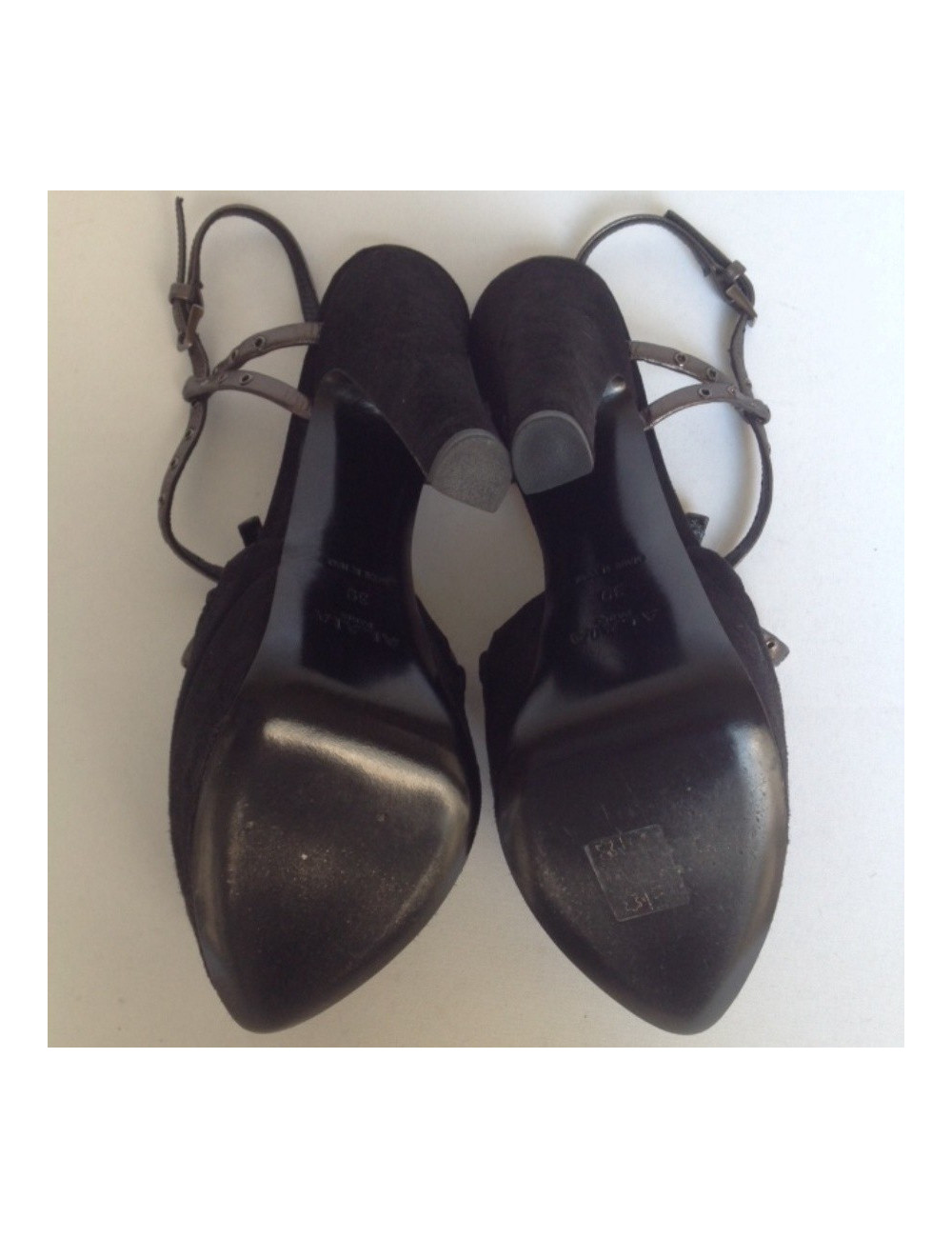 Sandales hautes ALAIA T39 en daim noir