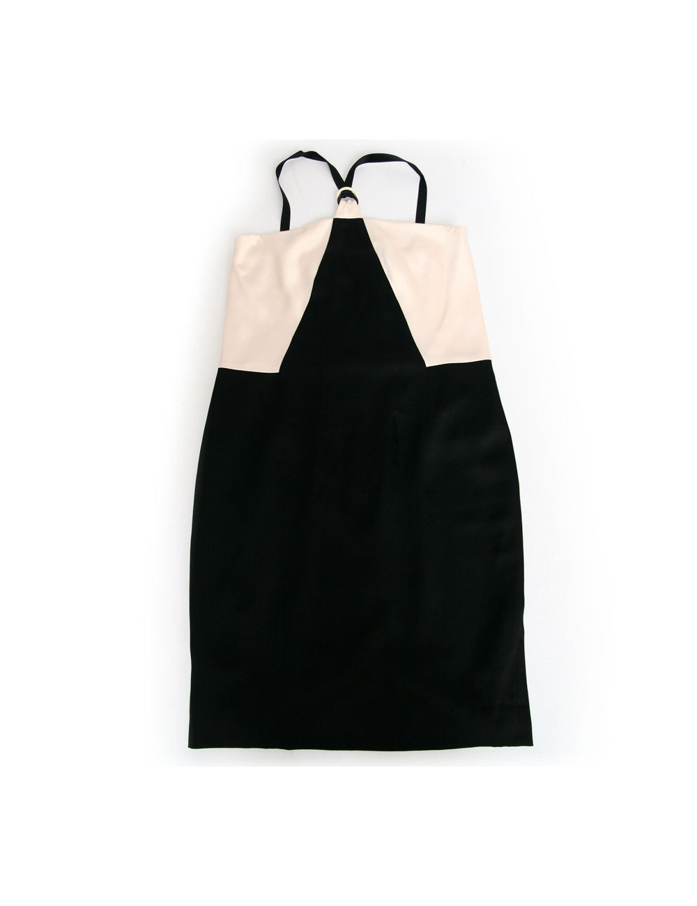 Robe CHANEL satin bicolore blanche et noire