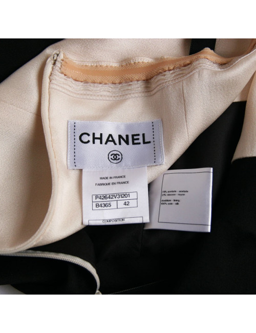 Robe CHANEL satin bicolore blanche et noire