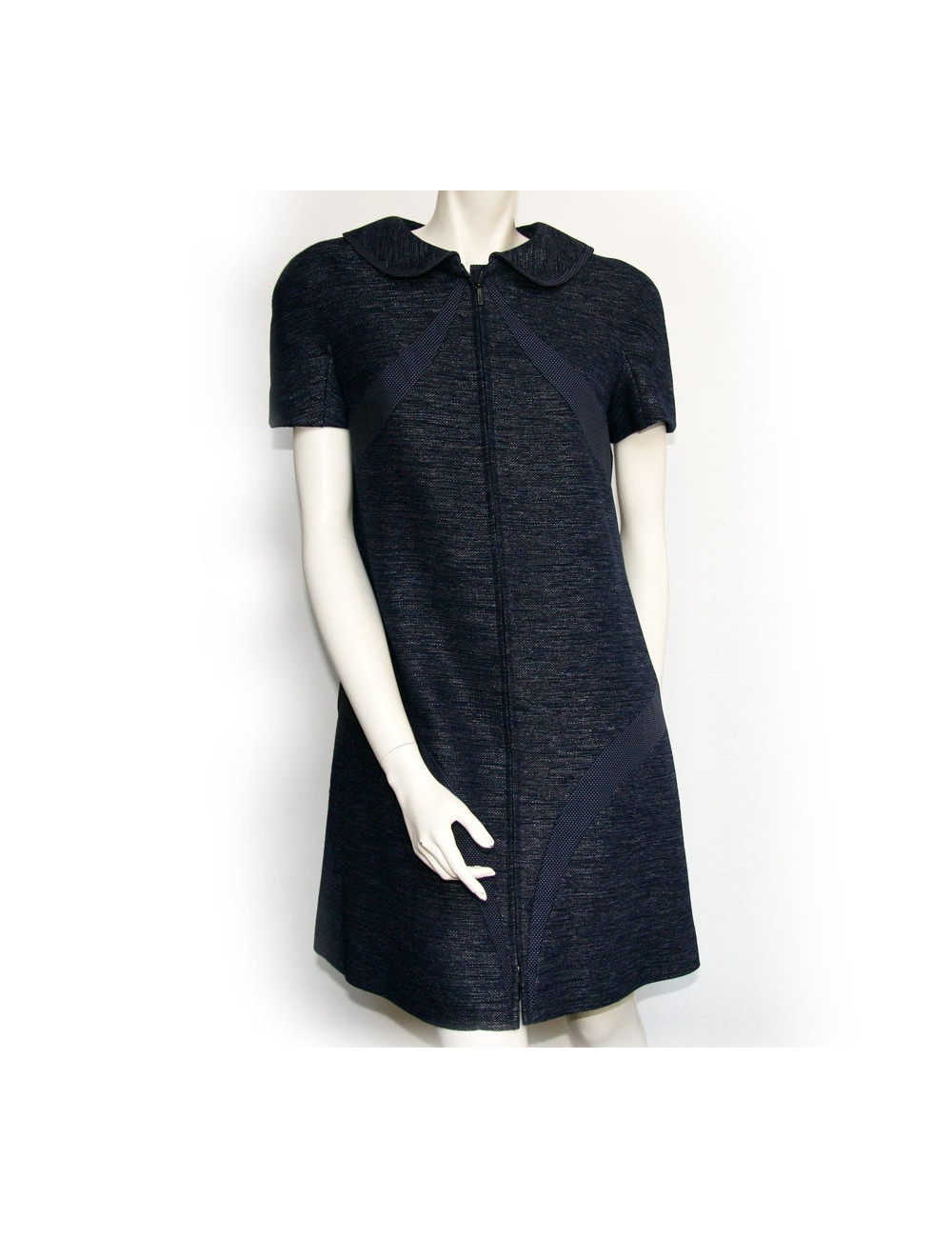 Robe CHANEL, t 44 tweed bleu et blanc