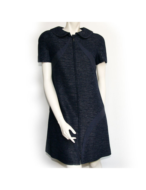 Robe CHANEL, tweed bleu et blanc
