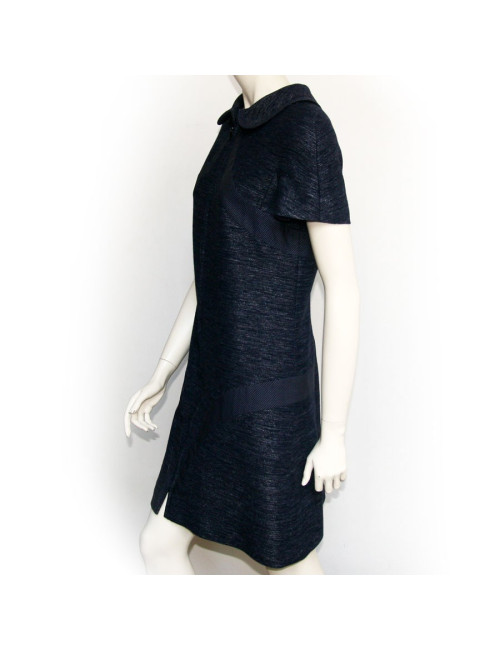 Robe CHANEL, t 44 tweed bleu et blanc
