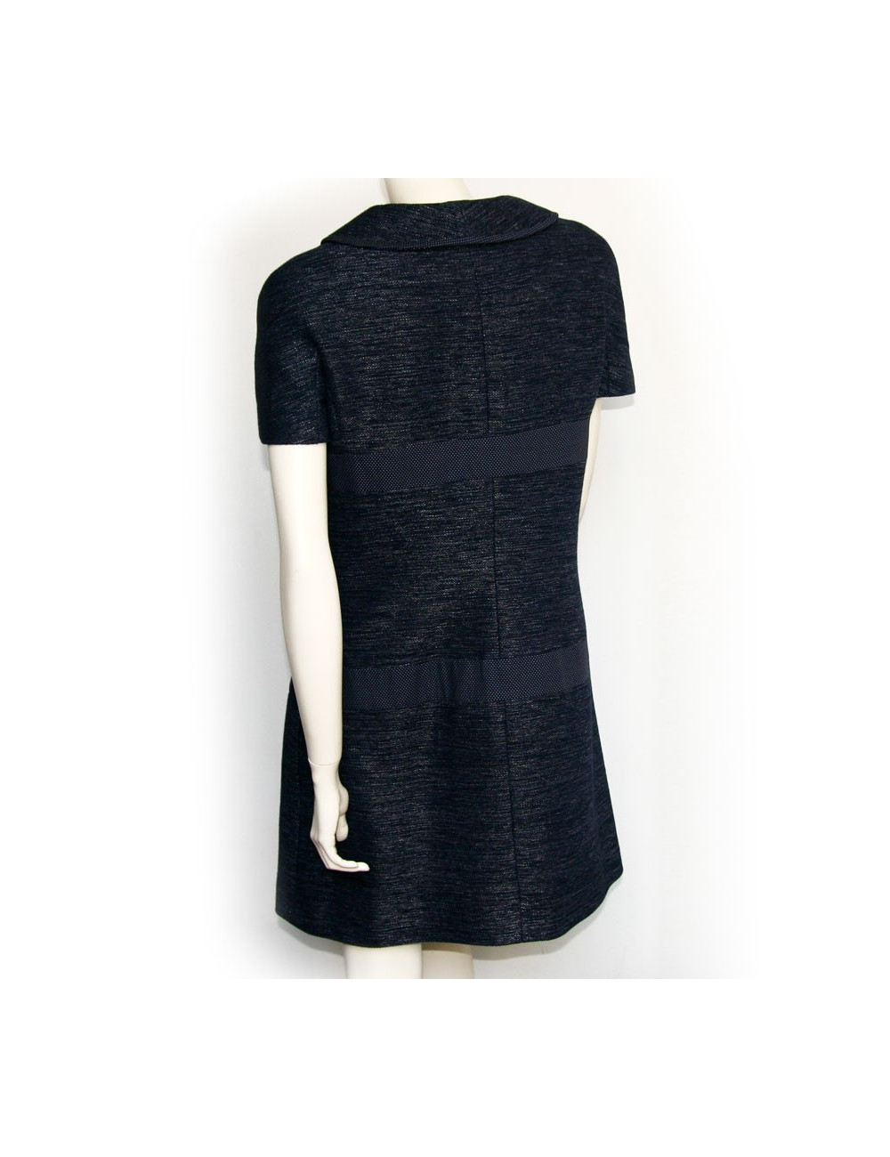 Robe CHANEL, t 44 tweed bleu et blanc