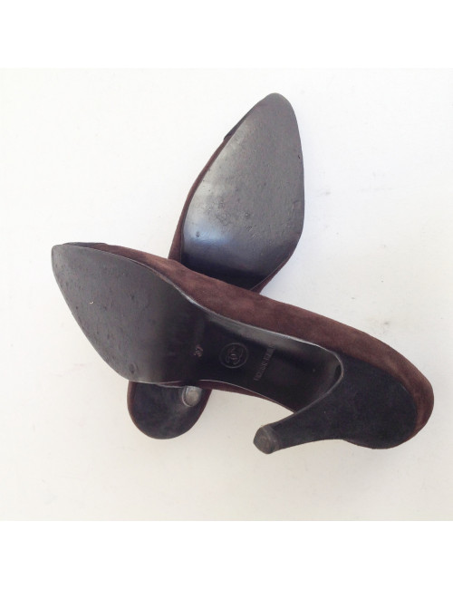 Escarpins CHANEL en daim marron 