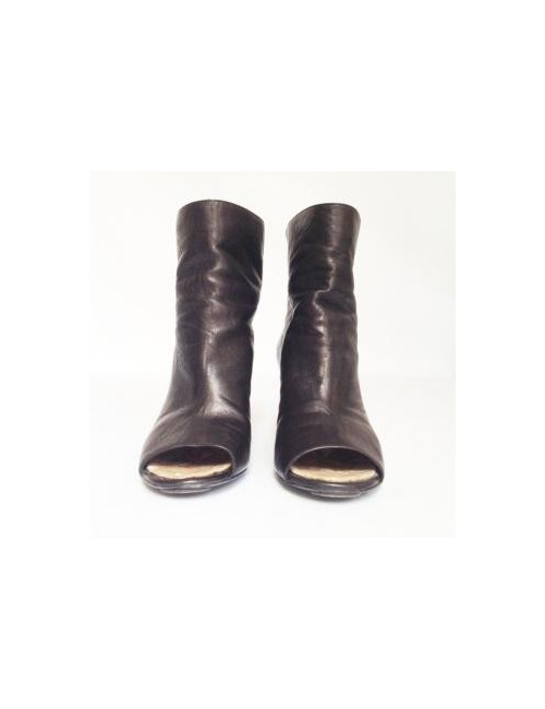 Bottes compensées en cuir noir CHANEL T 37.5