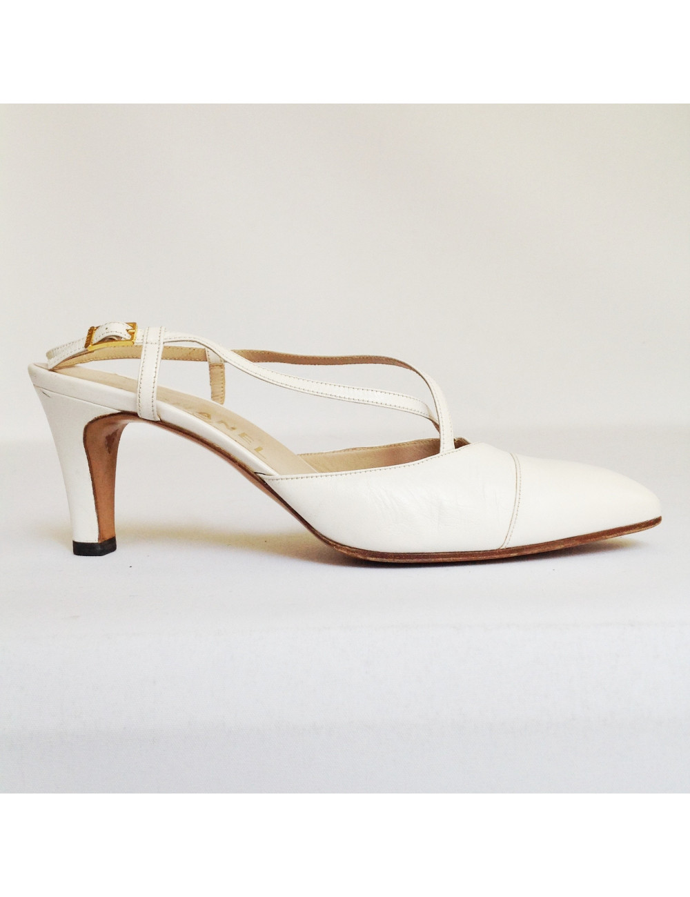 sandales à talons  CHANEL  t  39 cuir  blanc