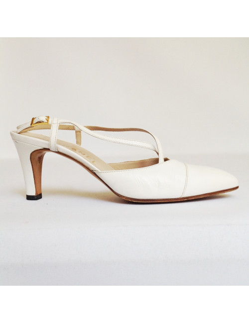 sandales à talons  CHANEL  t  39 cuir  blanc