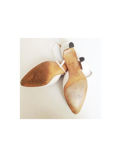 sandales à talons  CHANEL  t  39 cuir  blanc