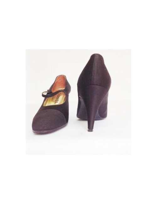 Escarpins CHANEL Couture  T 42 en satin noir