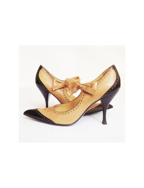 escarpins SERGIO ROSSI t 38.5 beige et noir