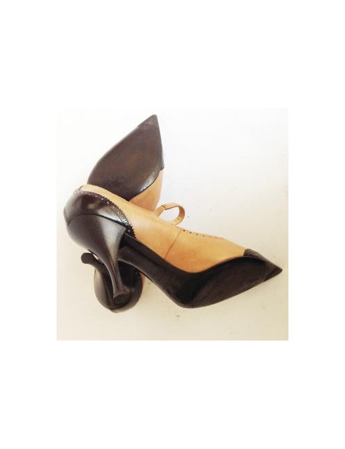 escarpins SERGIO ROSSI t 38.5 beige et noir