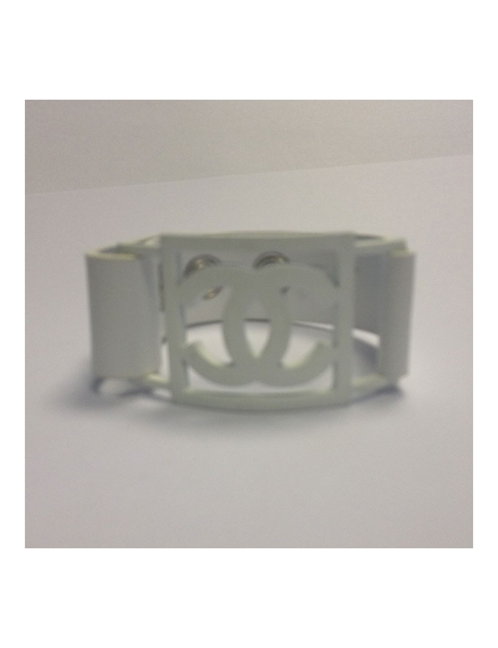 Bracelet CC et cuir blanc CHANEL