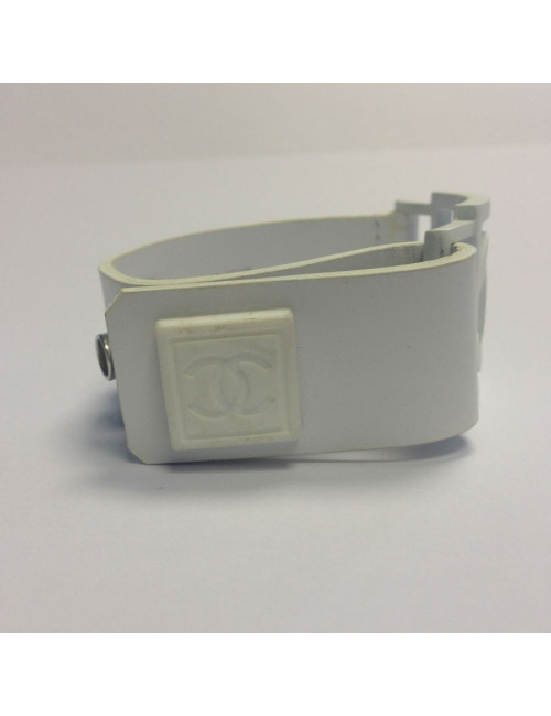 Bracelet CC et cuir blanc CHANEL