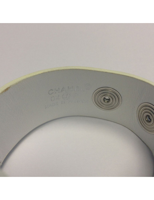 Bracelet CC et cuir blanc CHANEL