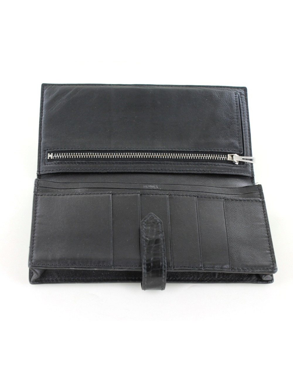 portefeuille HERMES en crocodile 