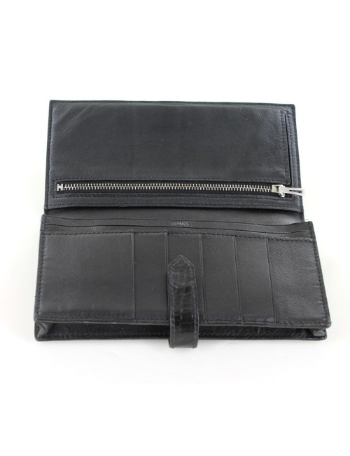 portefeuille HERMES en crocodile 