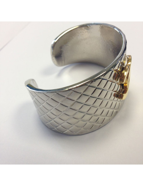 Manchette CHANEL argent palladié et métal doré