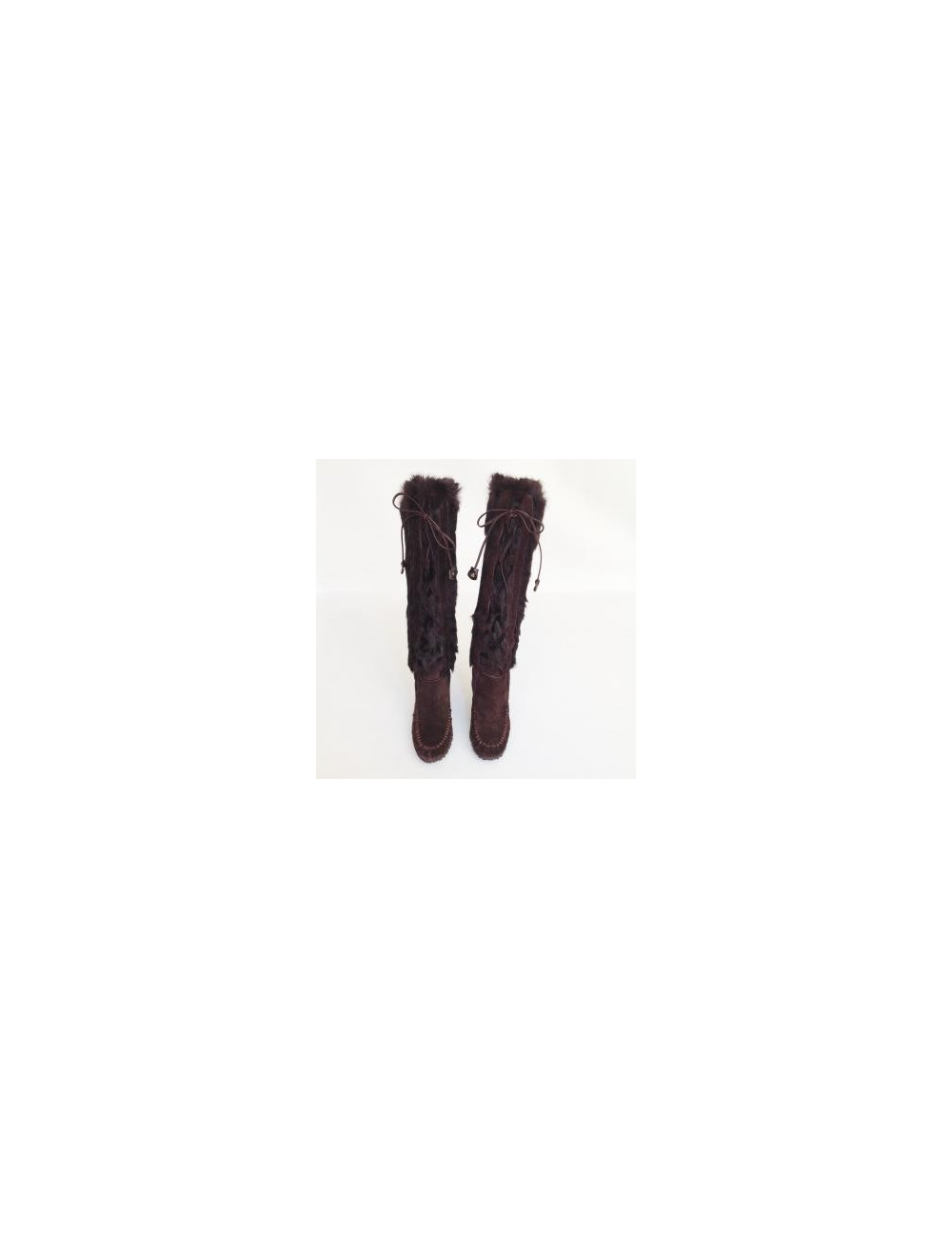 bottes CELINE T36 daim et fourrure marron