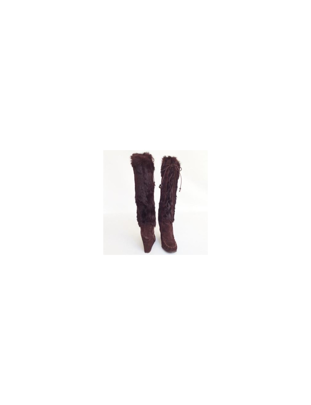 bottes CELINE T36 daim et fourrure marron