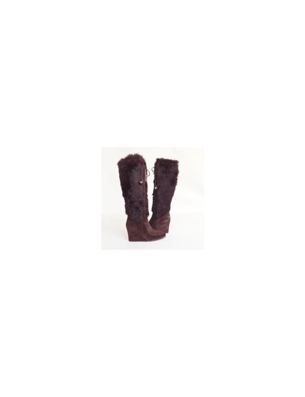 bottes CELINE T36 daim et fourrure marron