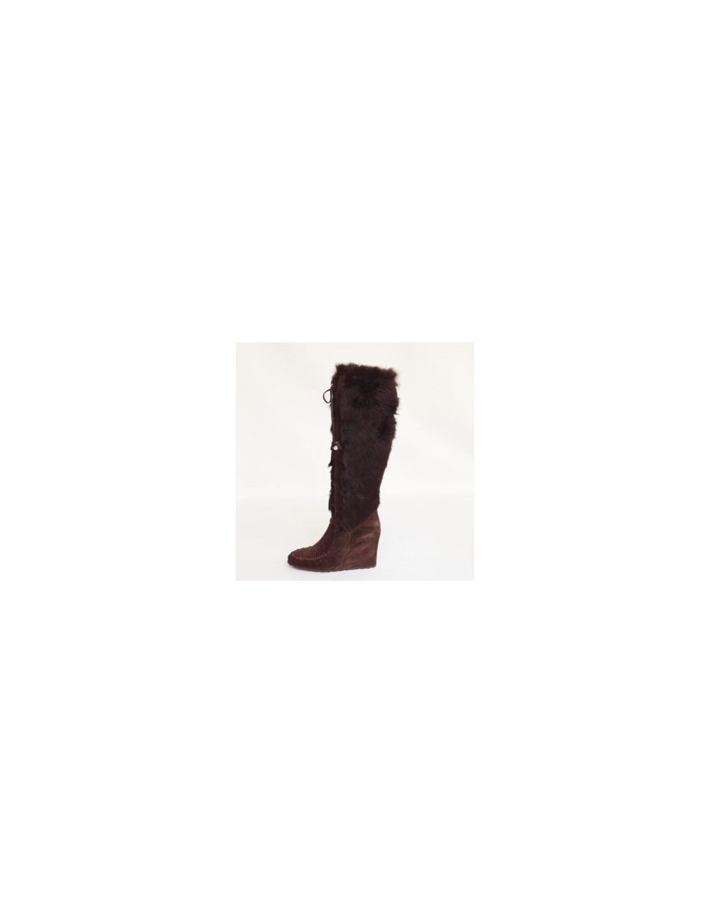 bottes CELINE T36 daim et fourrure marron