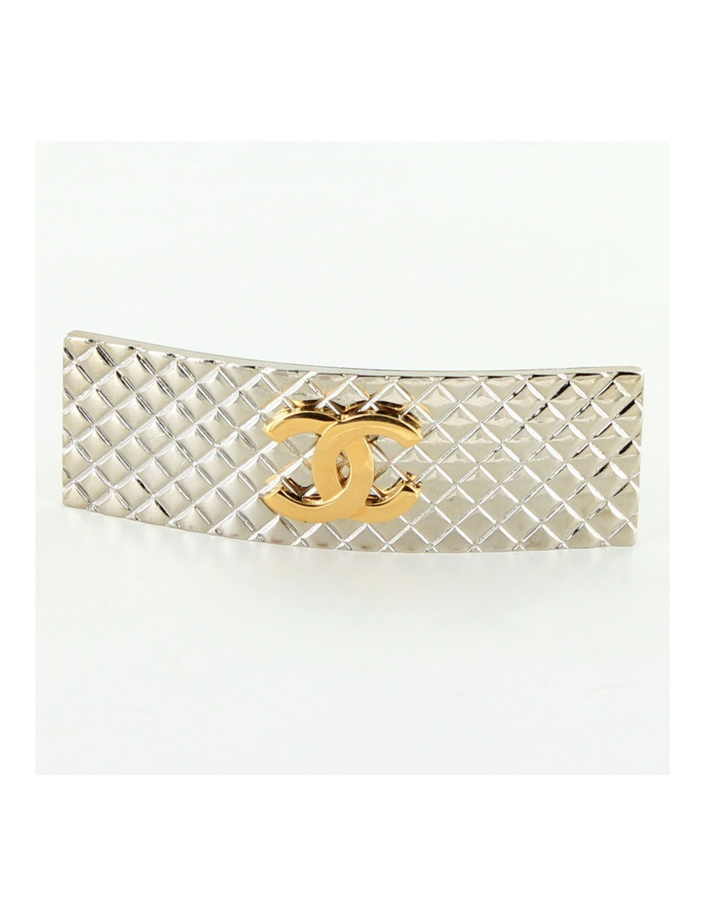 Barrette à cheveux CHANEL  métal argenté matelassée