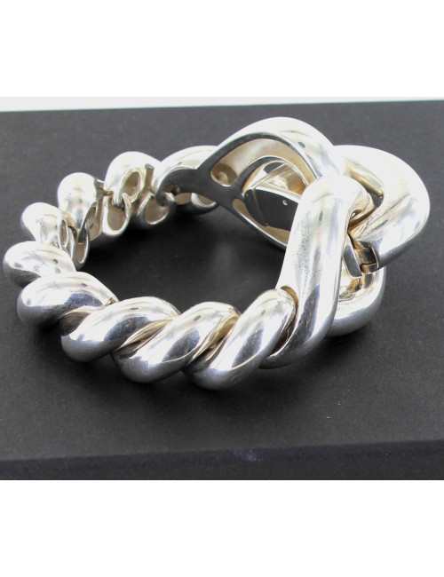 gourmette HERMES argent massif