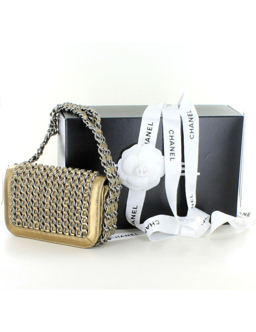 Small CHANEL flap bag in Bronze gilded leather