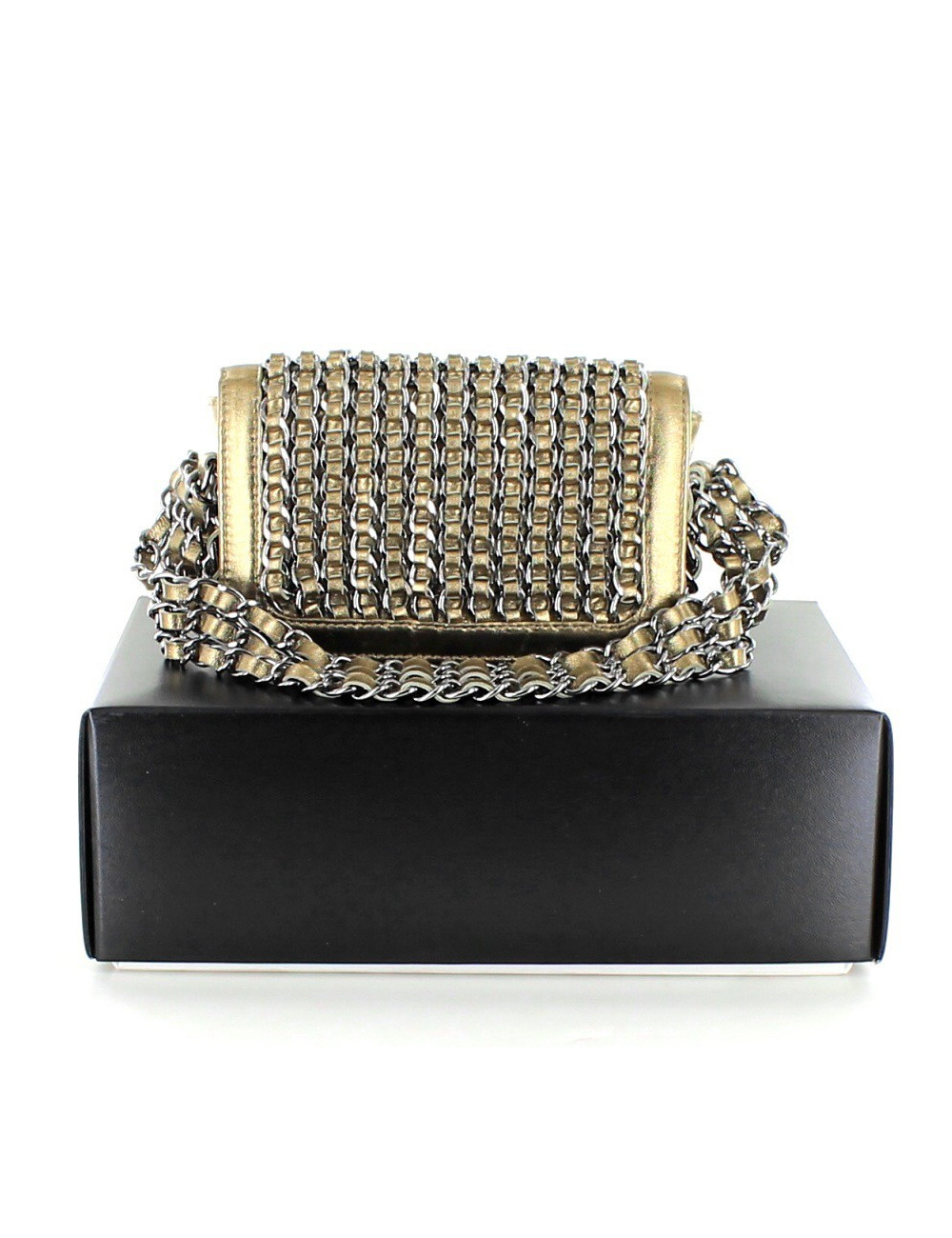 Small CHANEL flap bag in Bronze gilded leather