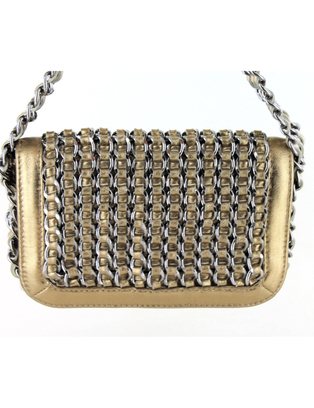 Small CHANEL flap bag in Bronze gilded leather