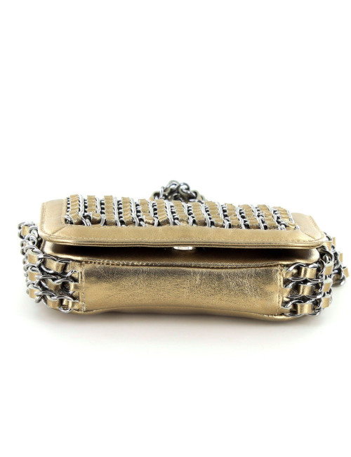 Small CHANEL flap bag in Bronze gilded leather