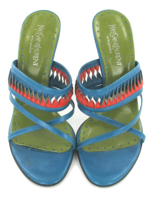 YVES SAINT LAURENT shoes leather braided T 38.5