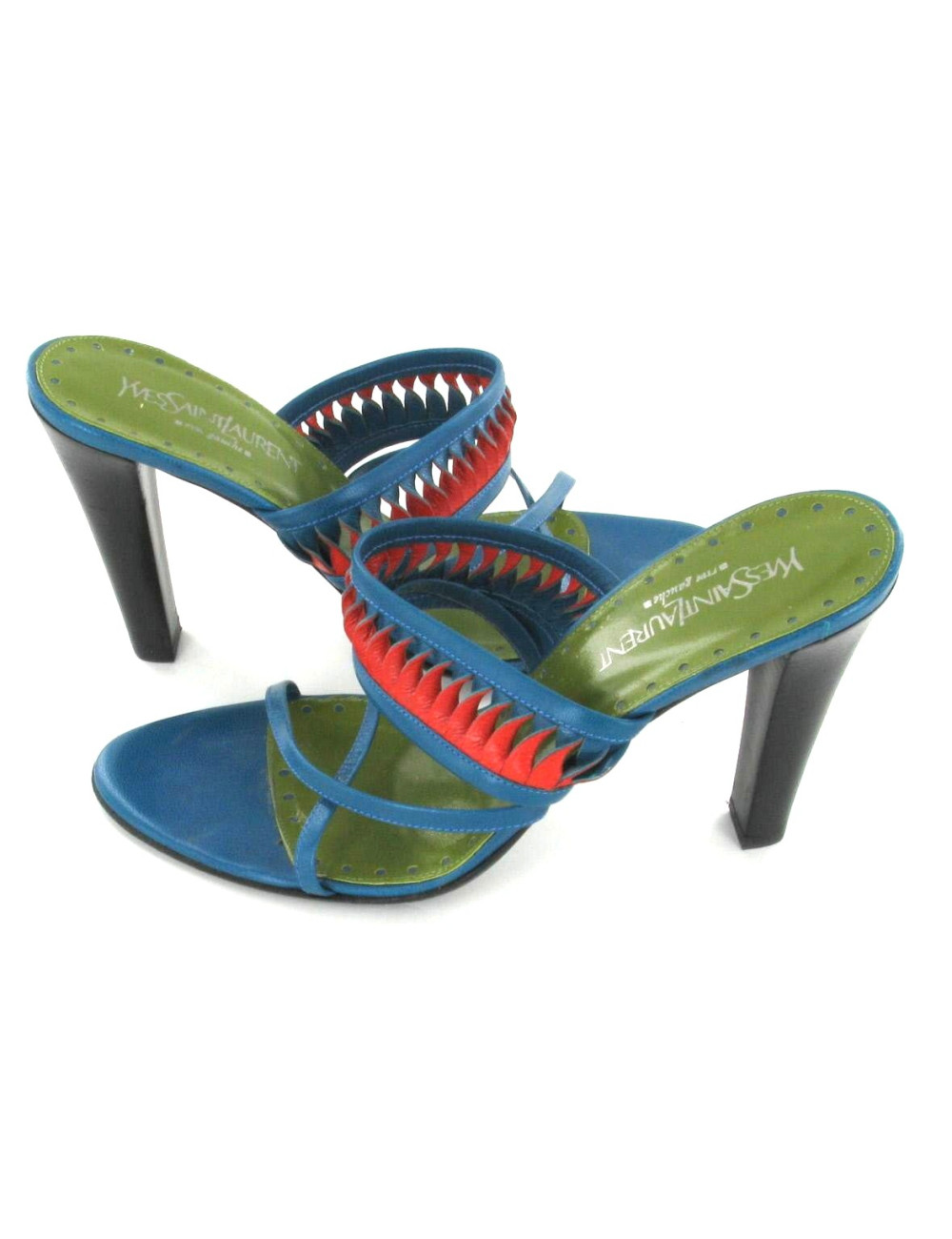 YVES SAINT LAURENT shoes leather braided T 38.5