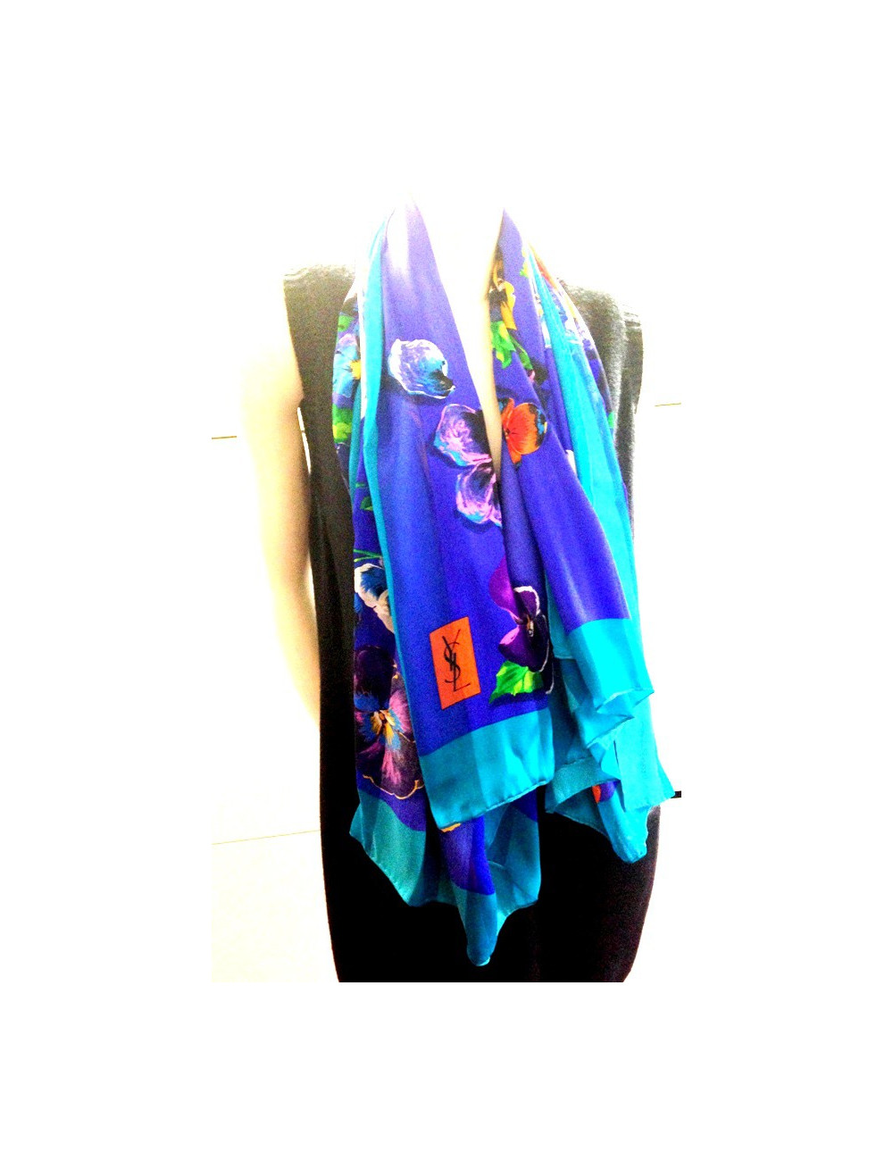 YVES SAINT LAURENT scarf flowery silk