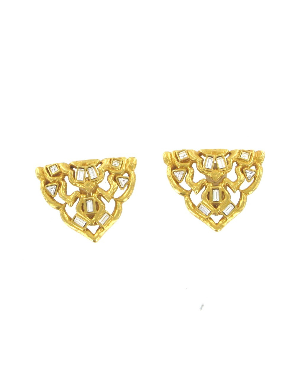 Ear clips vintage YVES SAINT LAURENT rhinestone and gold fine gold metal