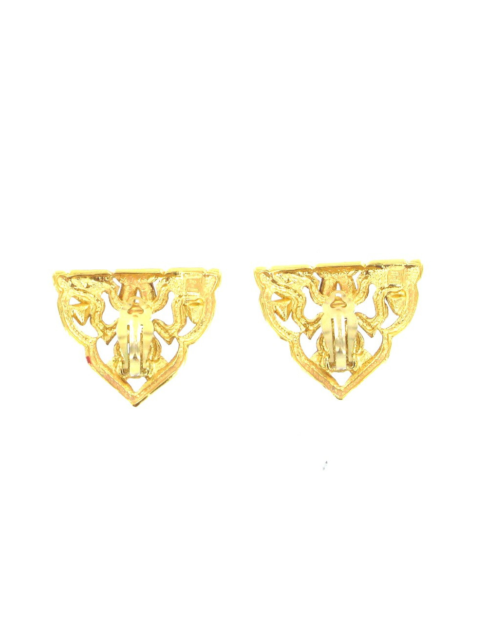 Clips d'oreilles vintage YVES SAINT LAURENT strass et métal doré à l'or fin