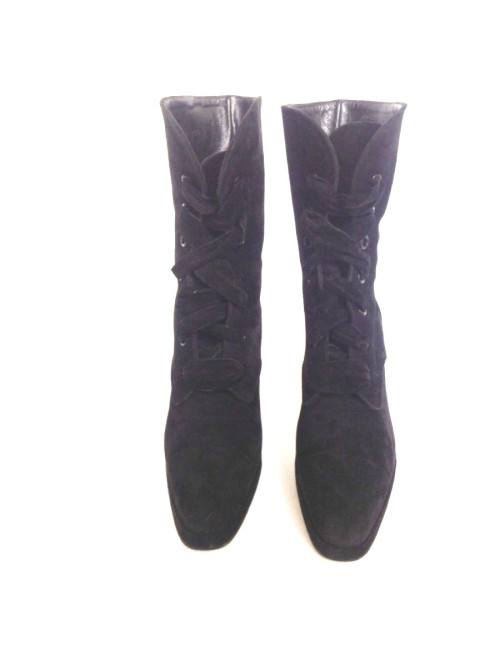 Bottines CHANEL T39.5 daim noir